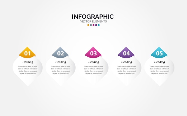 Kostenloser Vektor nützliche banner in 5 schritten für horizontale infografiken