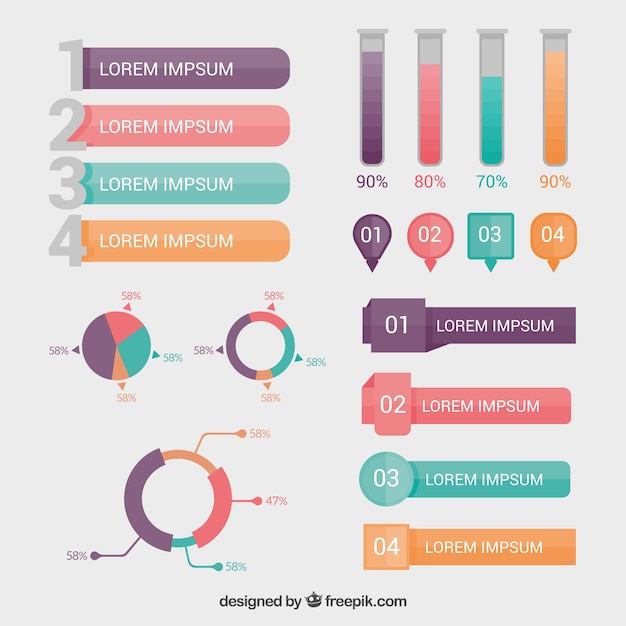 Nützliche infografik-elemente in flacher bauform