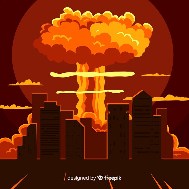 Nukleare Explosion in einer Stadtkarikaturart