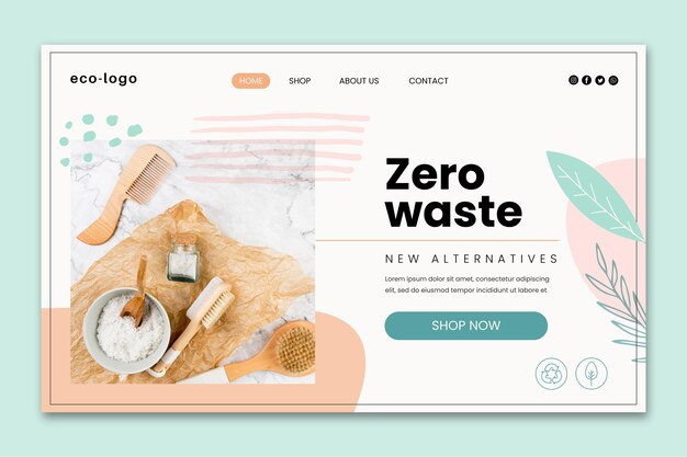 Null Abfall Plastikfreie Produkte Landingpage Vorlage