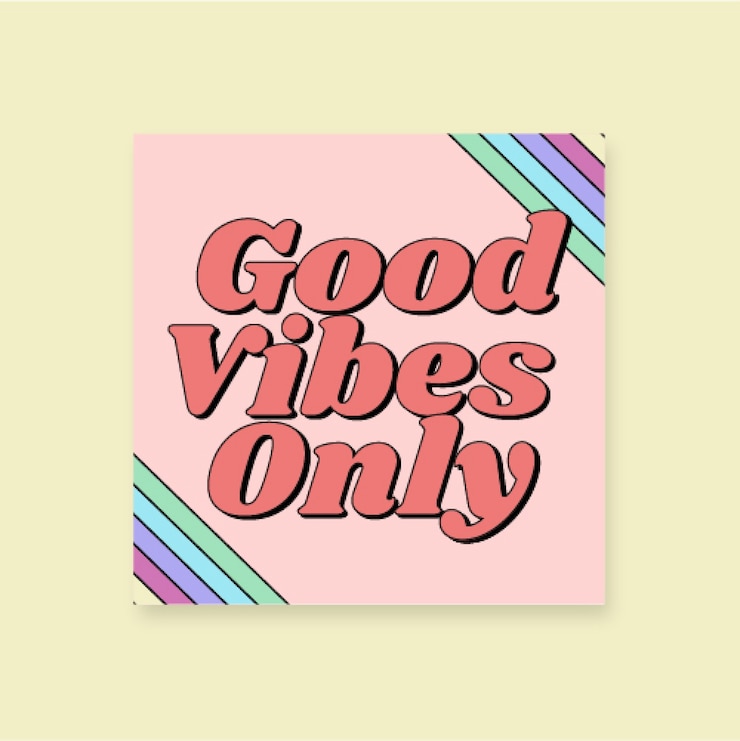 Kostenlose Vektor nur „good vibes“, quadratischer aufkleber
