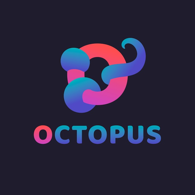 Kostenloser Vektor octopus-logo mit verlaufsschablone