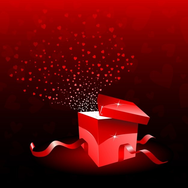 Öffnen Sie Geschenk-Box mit Herz platzt aus ihm heraus