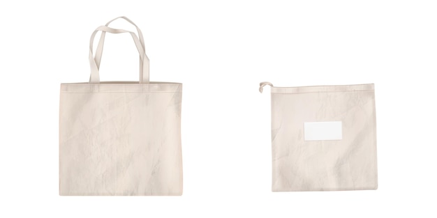 Kostenloser Vektor Öko-taschen aus baumwolle, stofftasche mit griff