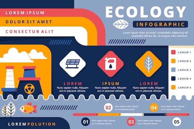 Kostenloser Vektor Ökologie infographic mit retro- farben im flachen design