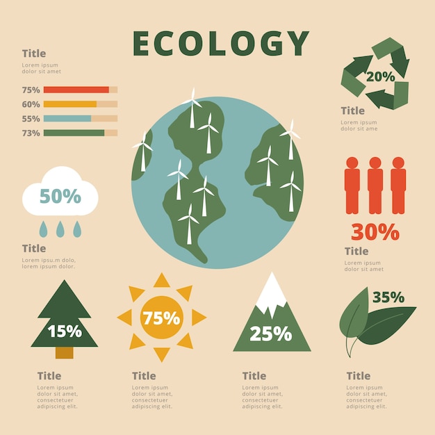 Kostenloser Vektor Ökologie infographic mit retro- farbthema