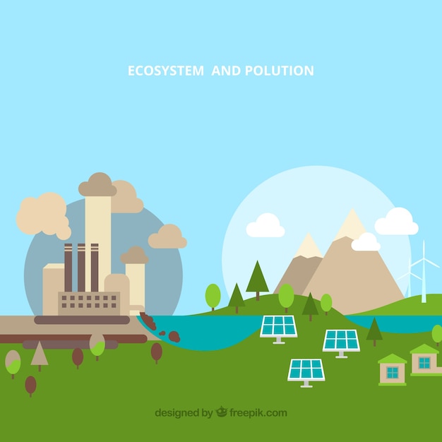 Kostenloser Vektor Ökosystem- und verschmutzungskonzept