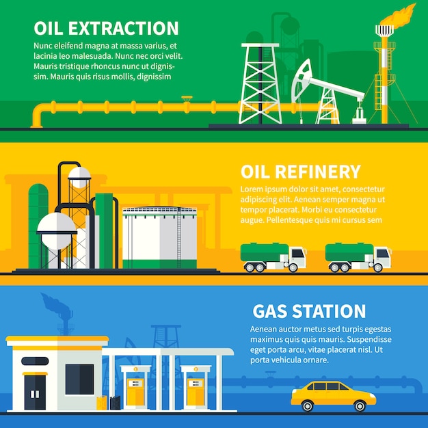 Kostenloser Vektor Öl gas banner set