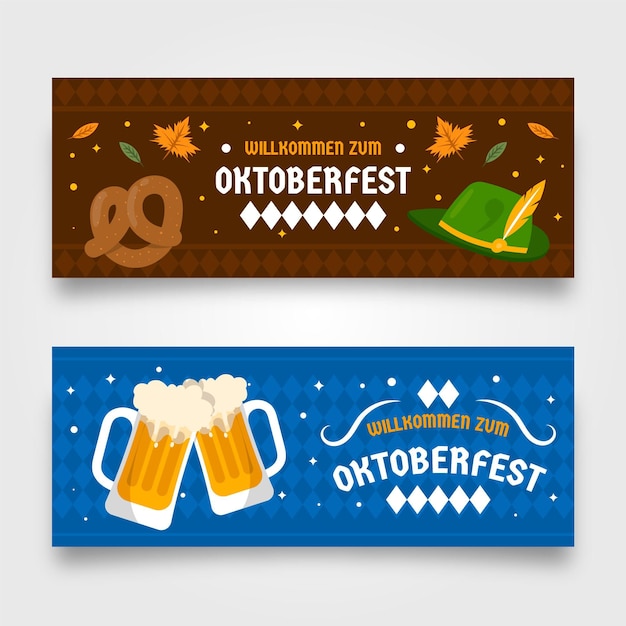 Kostenloser Vektor oktoberfest-banner eingestellt