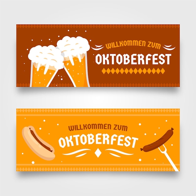 Kostenloser Vektor oktoberfest-banner eingestellt