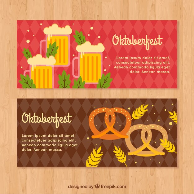 Oktoberfest Banner mit Bier und Brezel