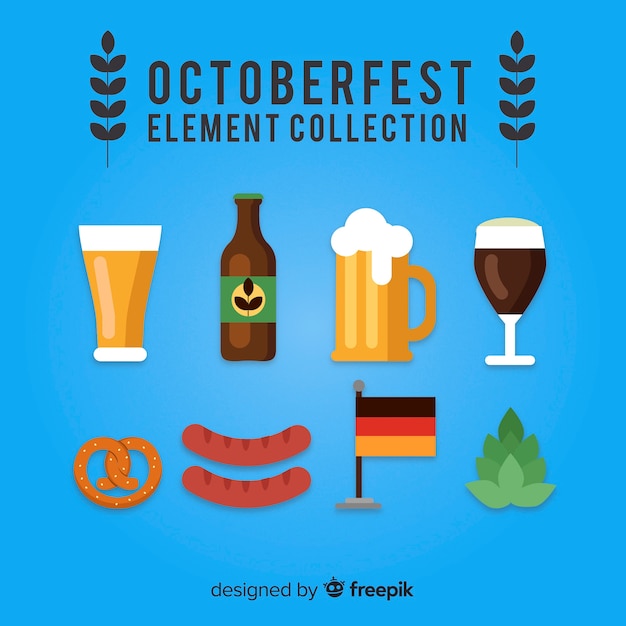 Kostenloser Vektor oktoberfest-elementsammlung im flachen design