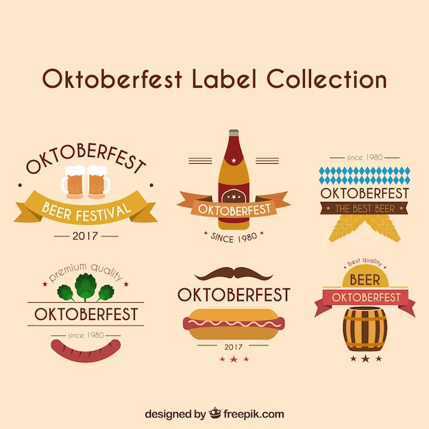 Oktoberfest etikettenansammlung mit bändern