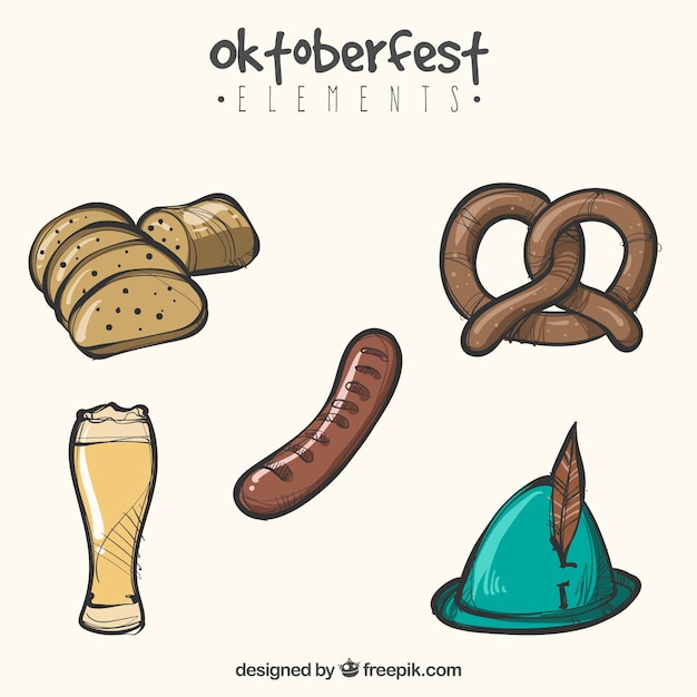 Kostenloser Vektor oktoberfest, handgezeichnete gegenstände