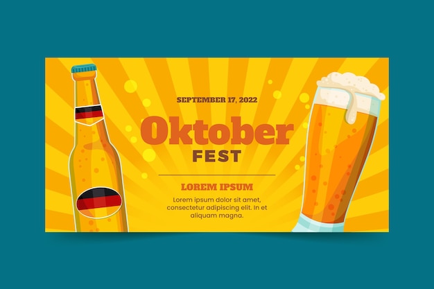 Kostenloser Vektor oktoberfest handgezeichnetes flaches banner