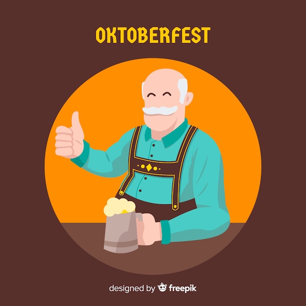 Kostenloser Vektor oktoberfest-hintergrund mit glücklichem mann