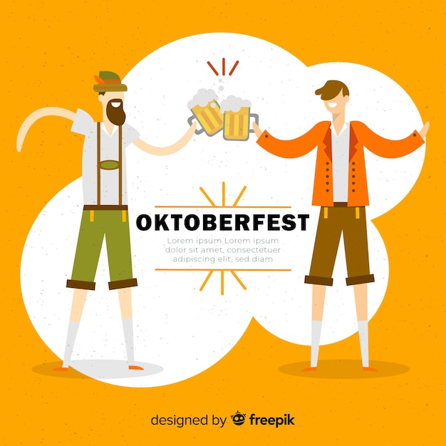 Kostenloser Vektor oktoberfest hintergrund mit paar