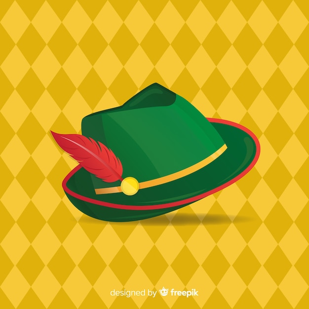 Oktoberfest-Hintergrund mit tirol Hut im flachen Design