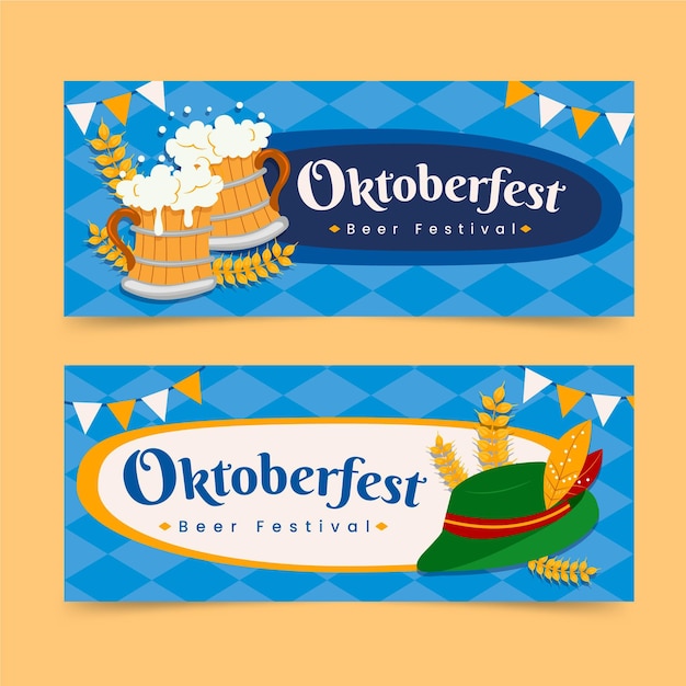 Kostenloser Vektor oktoberfest horizontale banner eingestellt