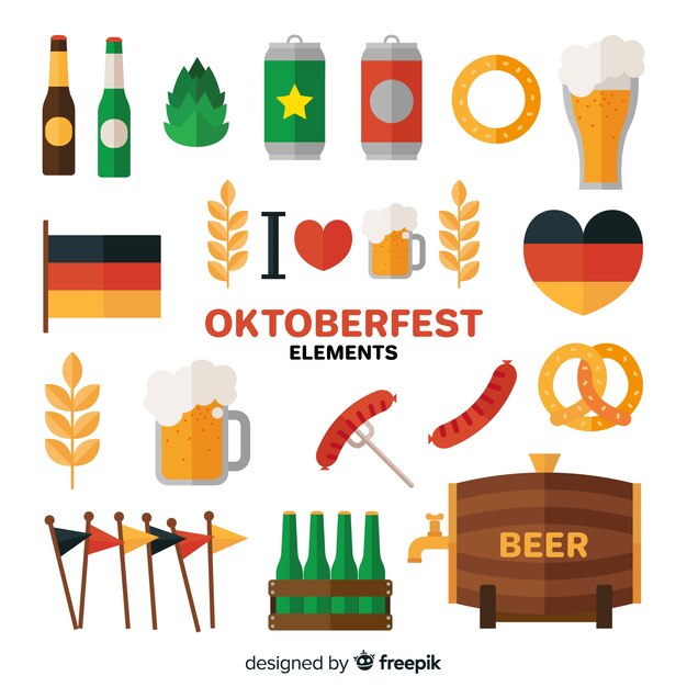 Oktoberfest klassische Elementsammlung mit flachem Design