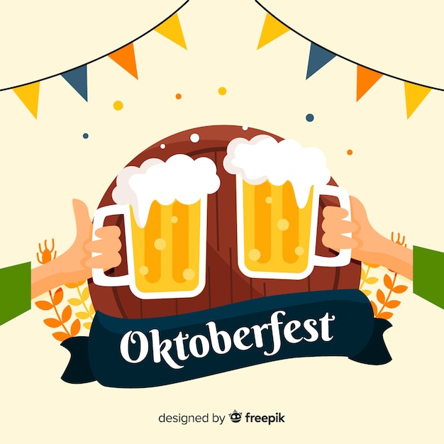 Kostenloser Vektor oktoberfest-konzept mit flachem designhintergrund