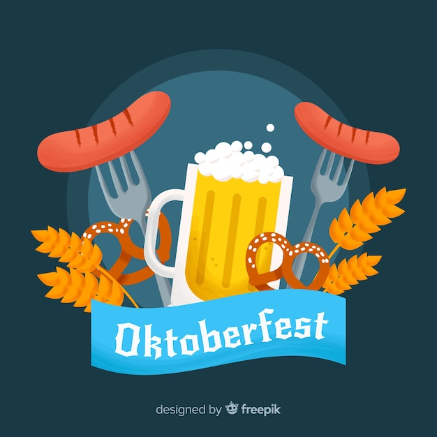 Oktoberfest-konzept mit hand gezeichnetem hintergrund