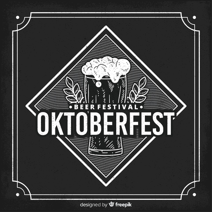 Kostenlose Vektor oktoberfest-konzept mit tafelhintergrund