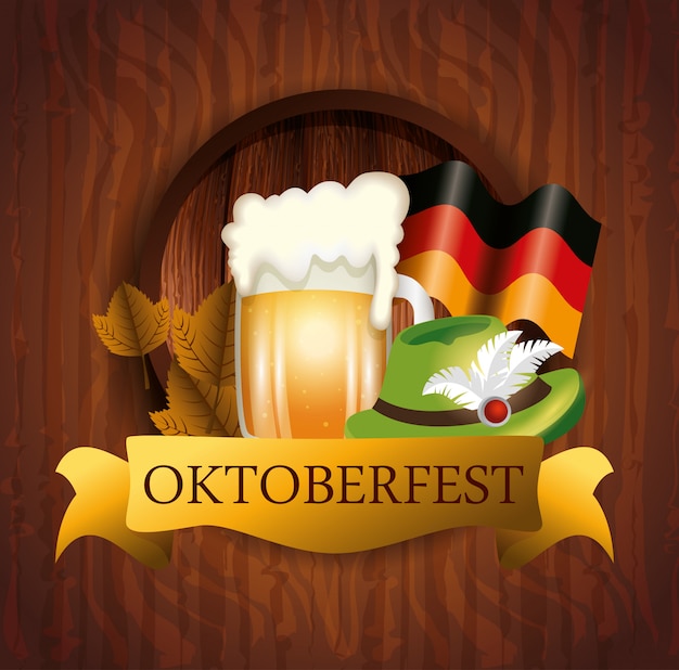 Oktoberfest mit bier- und markierungsfahnendeutschlandabbildung