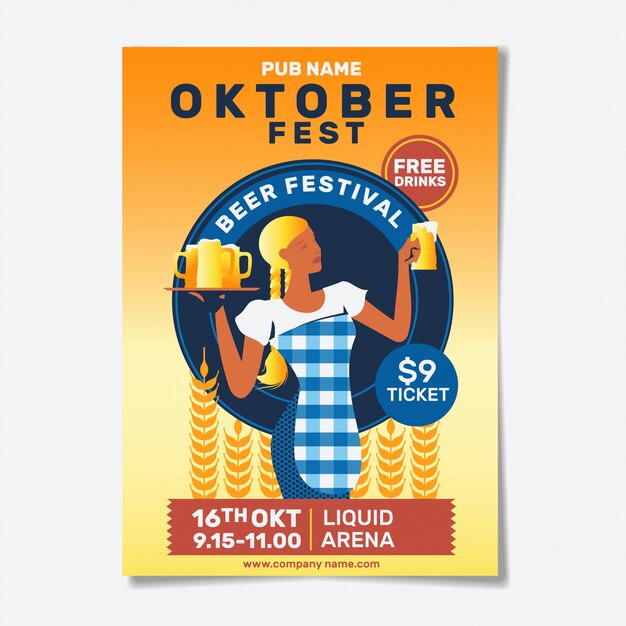 Einladung Zum Oktoberfest Kostenlose Vektor