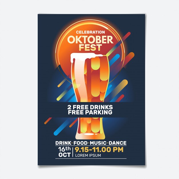 Oktoberfest Party Flyer Oder Poster Vorlage Design Einladung Zum Beer Festival Celebration Premium Vektor