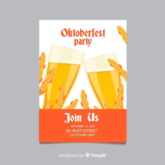 Kostenloser Vektor oktoberfest-plakatmodell im flachen design