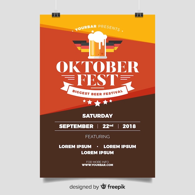 Oktoberfest-plakatschablone mit flachem design