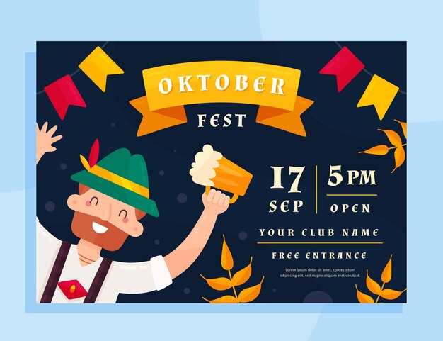 Kostenloser Vektor oktoberfest poster vorlage