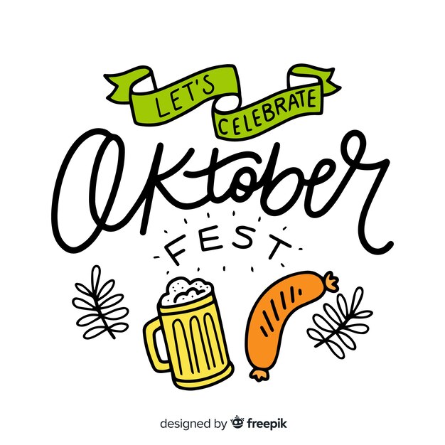 Oktoberfest schriftzug hintergrund mit elementen