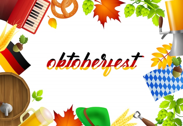 Oktoberfest-Schriftzug und Party-Elemente