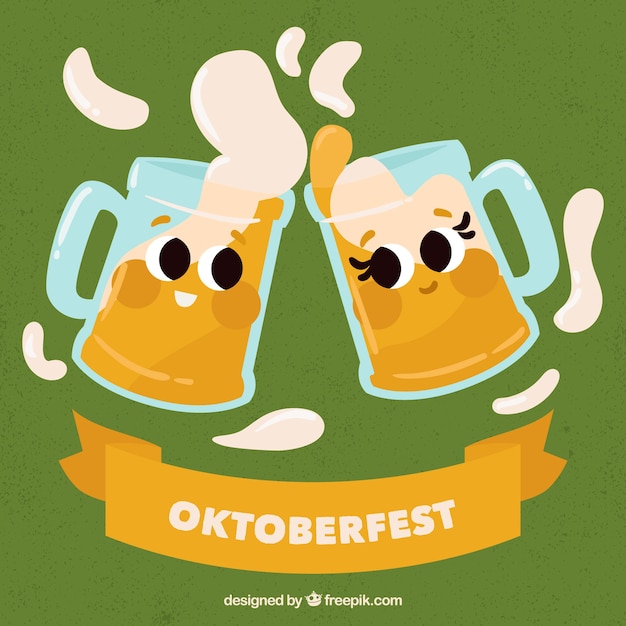 Kostenloser Vektor oktoberfest, spaß hintergrund mit bieren