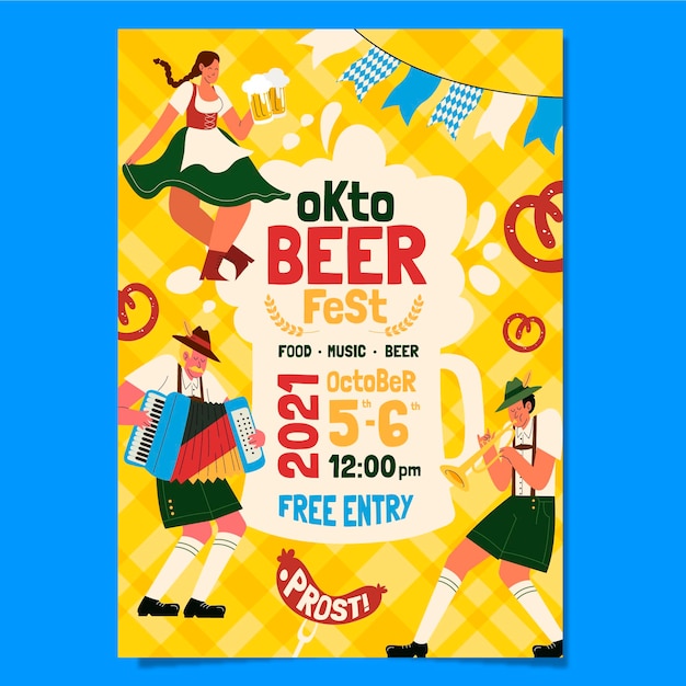 Kostenloser Vektor oktoberfest-vertikal-flyer-vorlage