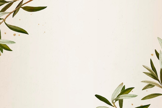 Olivenzweigmuster auf einem beige Hintergrundschablonenvektor