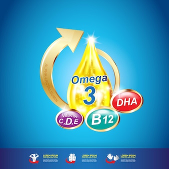 Omega nutrition und vitamin logo produkte für kinder.