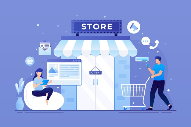 Omnichannel-Illustration mit Farbverlauf