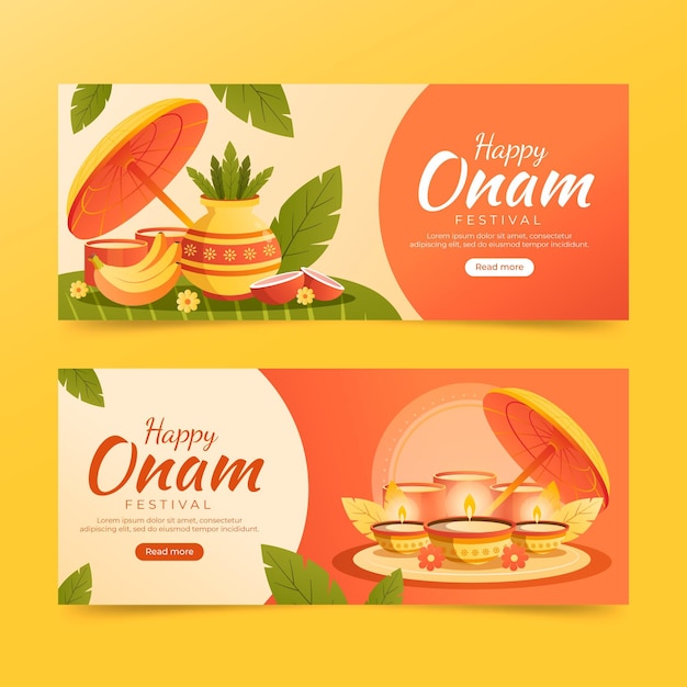 Onam-banner mit farbverlauf eingestellt