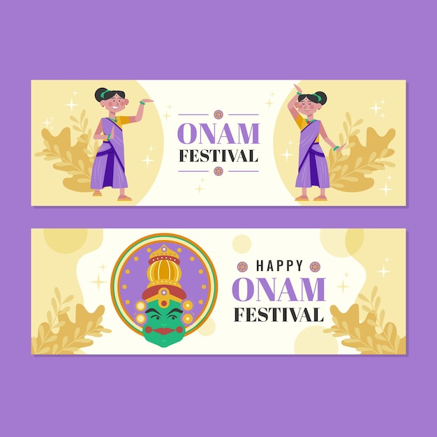 Kostenloser Vektor onam-banner-set