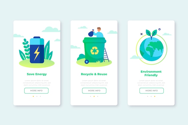 Onboarding-app-bildschirme für den recycling-service
