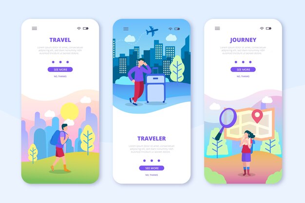 Onboarding-App-Bildschirme für unterwegs