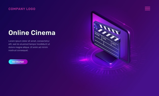 Online-Kino oder Film, isometrisches Konzept