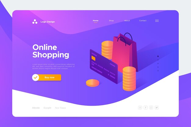 Online-Landingpage für isometrisches Einkaufen