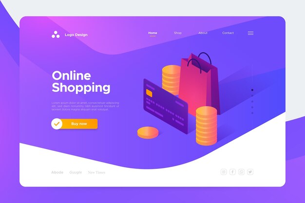 Kostenloser Vektor online-landingpage für isometrisches einkaufen
