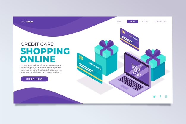 Online-Landingpage für isometrisches Einkaufen