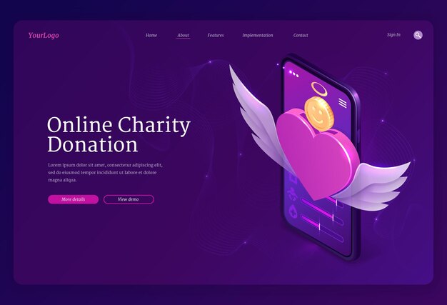 Online-Landingpage für Wohltätigkeitsspenden