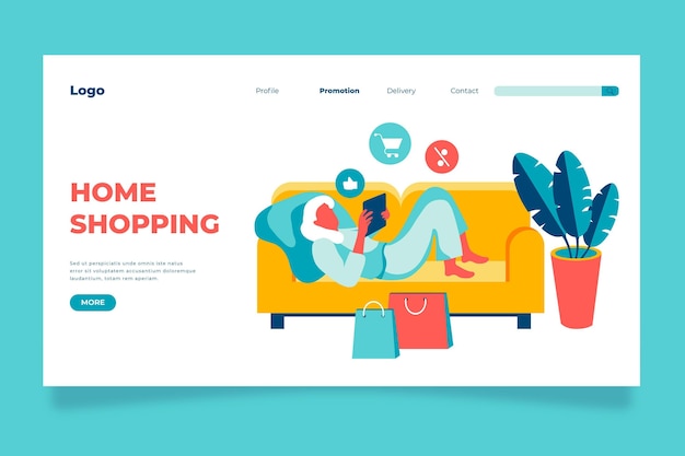 Kostenloser Vektor online-landingpage-konzept einkaufen